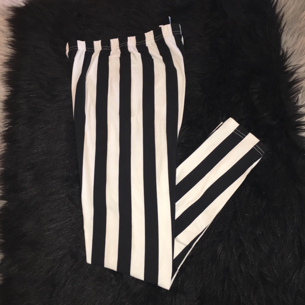 Legging white, black stripes